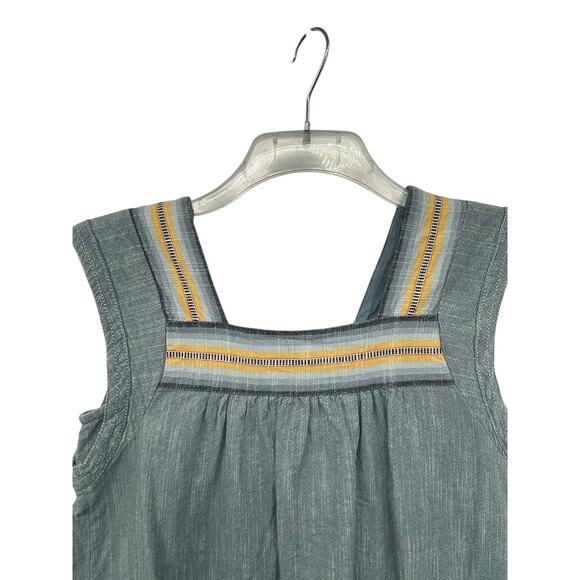 Faherty Dress Hailee Chambray Cotton Huipile Indigo Ombré Stripe Size Small - Picture 5 of 9